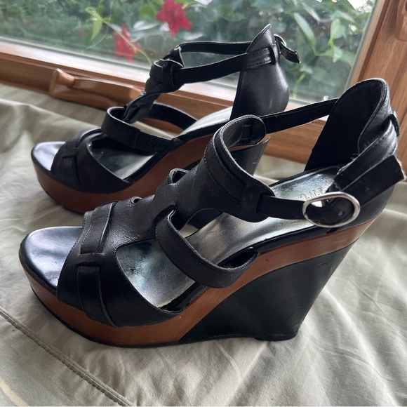 Black Wedge Sandals - Picture 3 of 6